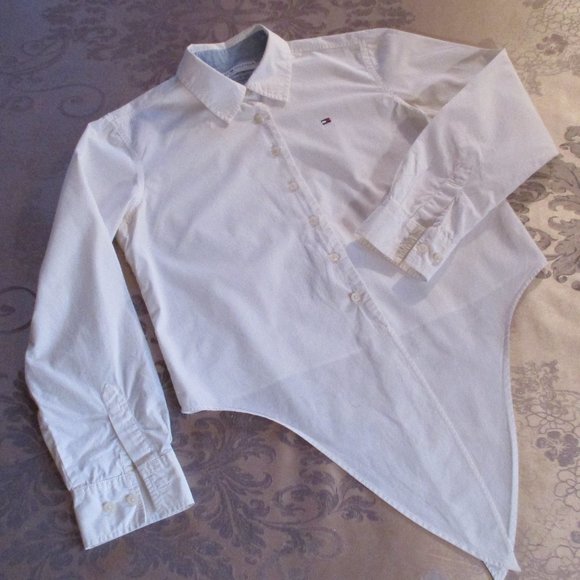 TOMMY HILFIGER JEANS WHITE WAIST TIE TOP - Picture 3 of 16